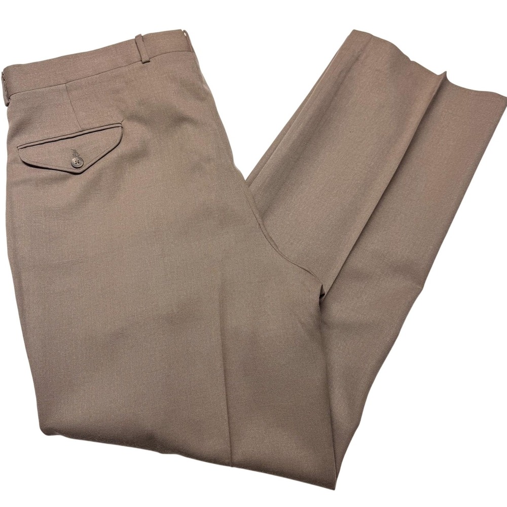 Vintage LL Bean Dress Pants Mens 40x32 Brown Wool Pleated USA Office 80s 90s